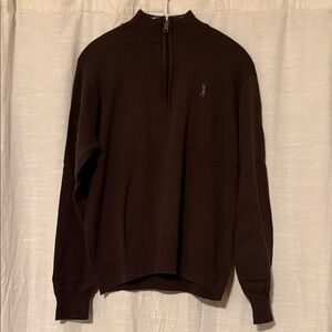 Men's Bobby Jones Cotton Quarter Zip Brown Sweater- Size M